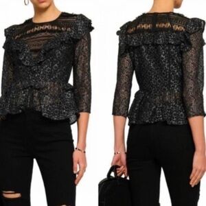 Marissa Webb Black & White Lace Blouse Size M